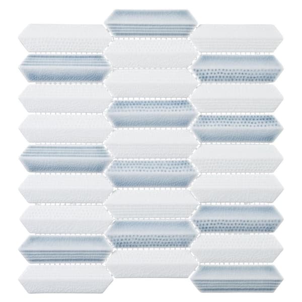 ANDOVA Soren Galvez Blue 1 in. x 4 in. Hexagon Upcycled Textured Matte Glass Mosaic Wall Tile Sample