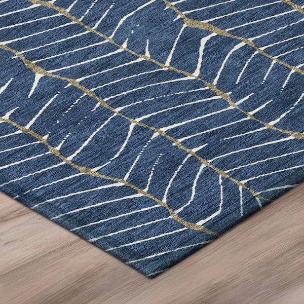 Chantille Machine Washable Indoor/Outdoor Abstract ACN3038 Navy 2 ft. x 7 ft. Runner Rug