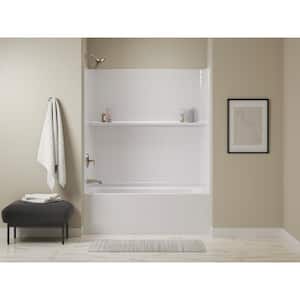 Traverse 60 in. W x 60 in. H x 30 in. D 4-Piece Direct-to-Stud Alcove Bath Wall Surround in White