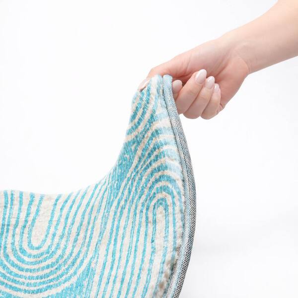 Dream Shag Premium Machine Washable Abstract ADS540 Teal 10 ft. x 14 ft. Area Rug