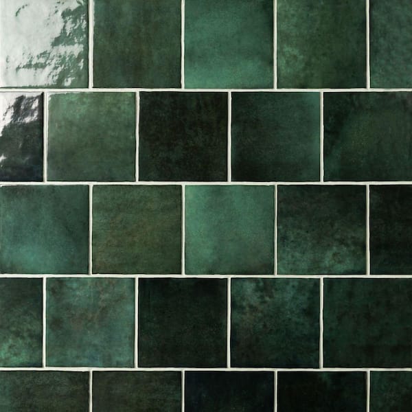 Cloe Subway Glossy Green 5 in. x 5 in. Handmade-Look Ceramic Wall Tile (10.83 sq. ft./Case)