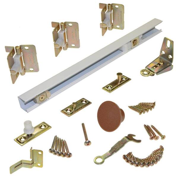Johnson Hardware 1700 Series 30 in. White Bi-Fold Track and Hardware Set for (2) 15 in Doors