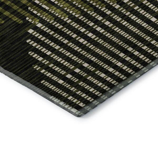 Mayfield Premium Machine Washable Abstract AMF1001 Olive 2 ft. x 3 ft. Area Rug