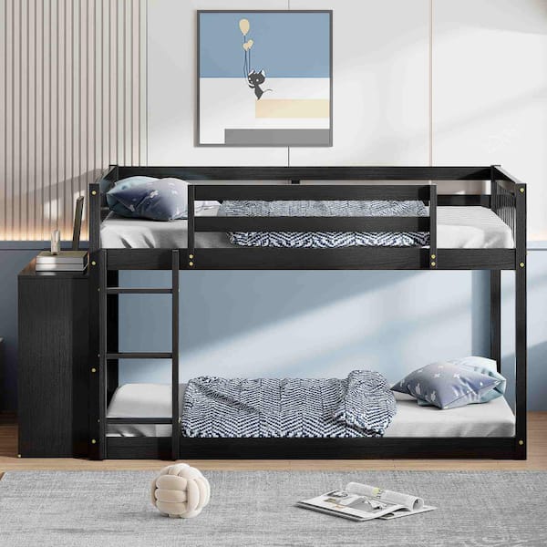 Polibi Espresso Full over Full Bunk Bed with 4 Drawers and 3 Shelve
