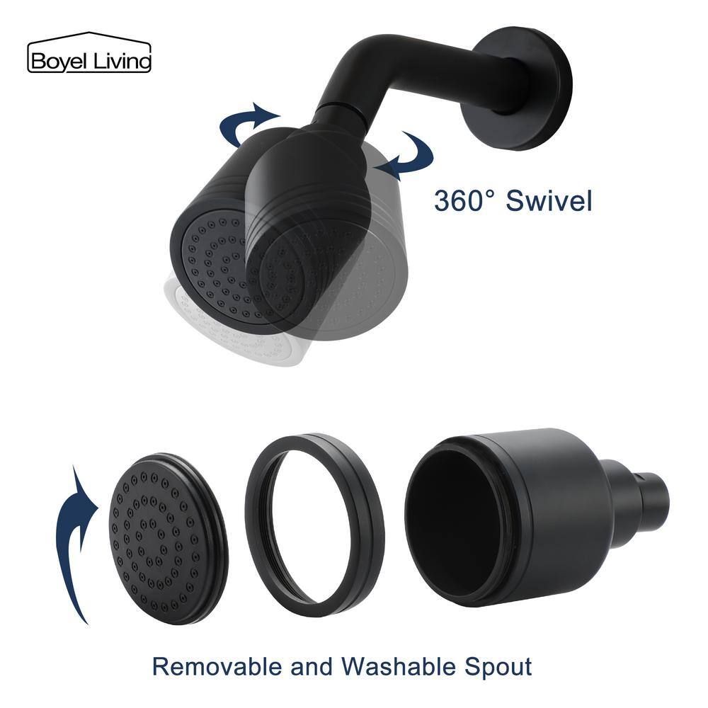 Matte Black Small Round Rain Shower Head Kit