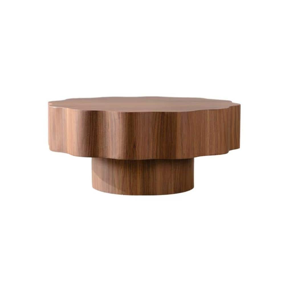 31.3 in. Walnut Irregular Round Wood Grain Coffee Table with Wave Edge, Multi-scene Usage price history on PriceWatchPro