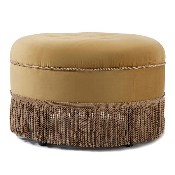Yolanda Gold Yellow Velvet Ottoman