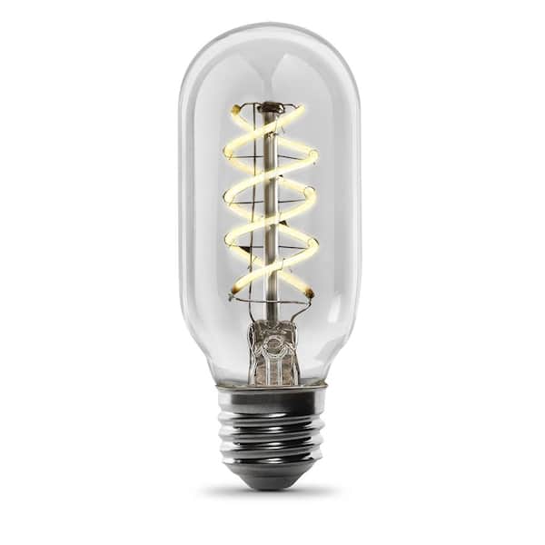 Feit Electric 40-Watt Equivalent T14 Dimmable Spiral Filament Clear Glass E26 Vintage Edison LED Light Bulb, Warm White