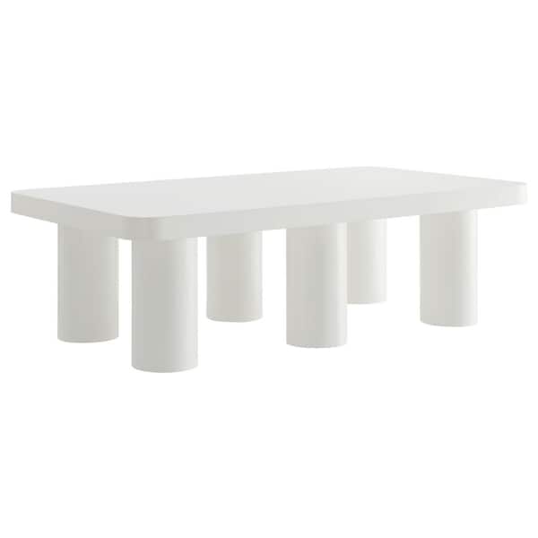 MODWAY Cleo 32 in. White Medium Rectangle MDF Coffee Table with Rounded Corners for Living Room