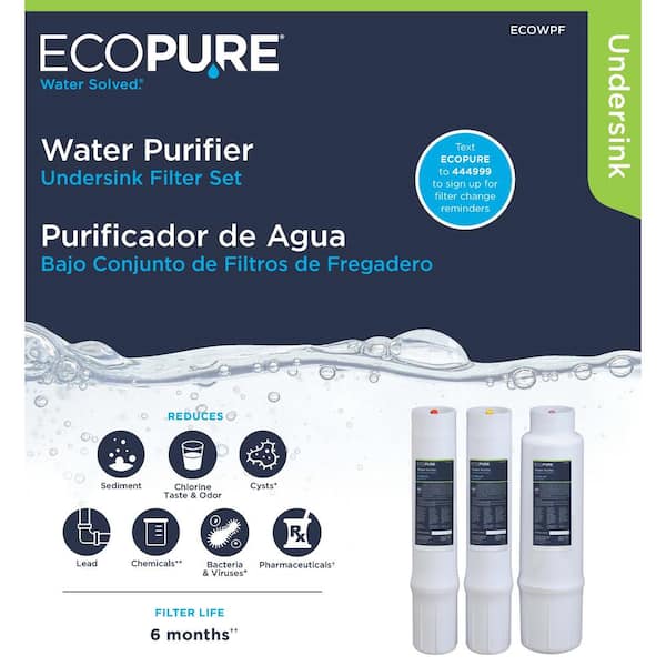 EcoPure Water Purifier Under Sink Replacement Filter Set (Fits System  ECOP40) ECOWPF - The Home Depot