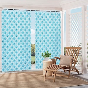 Patio Outdoor Blackout Curtain Waterproof UV Protection for Porch Gazebo Rhombus Texture Tab Aqua 50x96 Inch 1 Panel