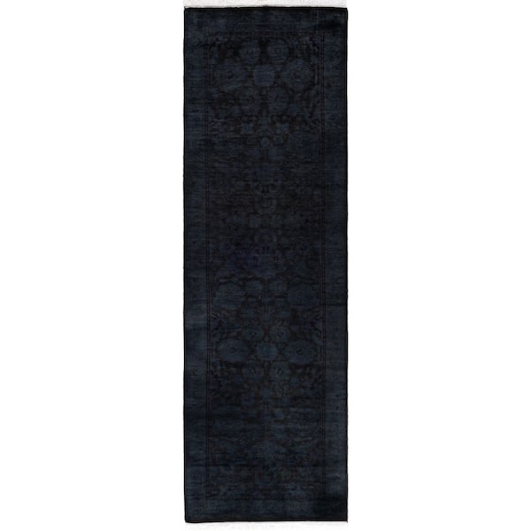 Overdyed Gray 3 ft. x 8 ft. Solid Wool Indoor Runner Rug