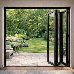 Eris 72 in. x 80 in. Right Swing/Outswing Black Aluminum Folding Patio door