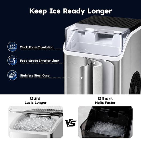 SIMZLIFE 8.3 in. 35lb/24H Nugget Ice Countertop Portable Ice Maker