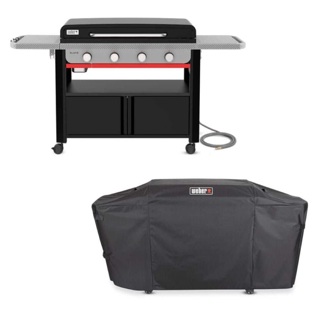 Slate Rust-Resistant Griddle 4-Burner Natural Gas 36 in. Flat Top Grill in Black with Cabinet with Grill Cover price history on PriceWatchPro