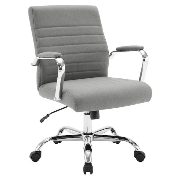 OSP Home Furnishings Mid-Back Fabric Adjustable Height Office Chair in Grey