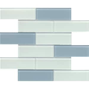 H2O Powder Blend 11.89 in. x 12.2 in. Brick Joint Glossy & matte blend Glass Mosaic Tile (1.008 sq. ft./Each)