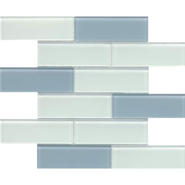 EMSER TILE H2O Powder Blend 11.89 in. x 12.2 in. Brick Joint Glossy & matte blend Glass Mosaic Tile (1.008 sq. ft./Each)