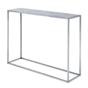 42 in. Silver Standard Rectangle Faux Marble Console Table