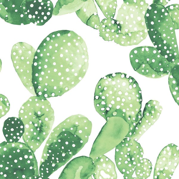 ESTA Home Mimi Green Cactus Paper Strippable Wallpaper (Covers 56.4 sq. ft.)
