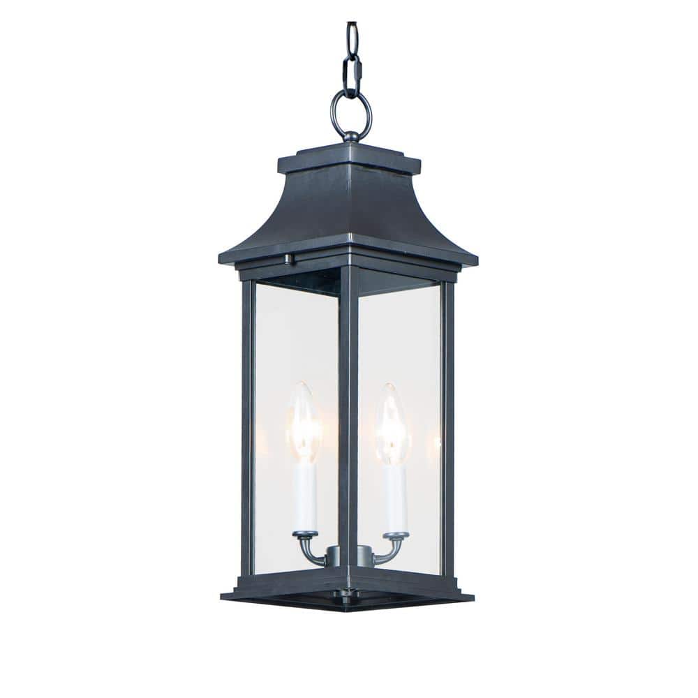 Vicksburg Classic Black Aluminum 2-Light Outdoor Hanging Lantern