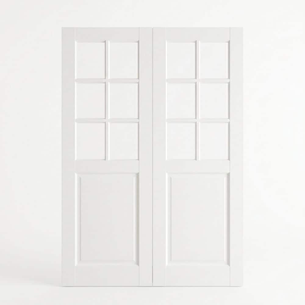 60 in. x 80 in. ( Double 30 in.) 6-Lite Clear Glass 1 Panel Solid Core White Primed MDF Interior Door Slab (No Hardware) price history on PriceWatchPro