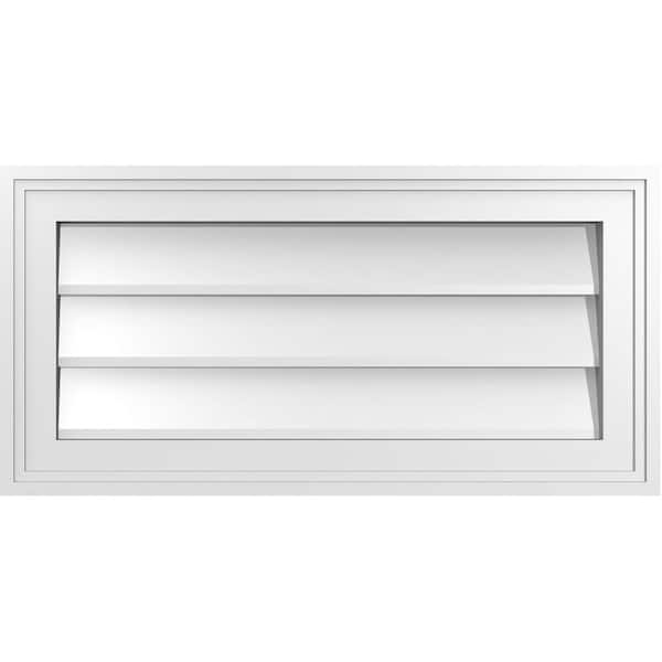 Ekena Millwork 24" x 12" Rectangular White PVC Paintable Gable Louver Vent Non-Functional