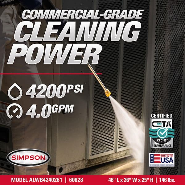 SIMPSON 4200 PSI 4.0 GPM Gas Pressure Washer, Honda GX390 Engine