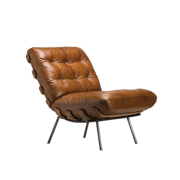 3r Studios Brown Leather Upholstered Armless Chair Df1921 The Home Depot 3r Studios Brown Leather Upholstered, Brown Armless Chair