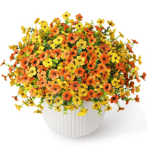 Unbranded Planters Decor 5 in. Orange Yellow Artificial Daisies Flowering Plants