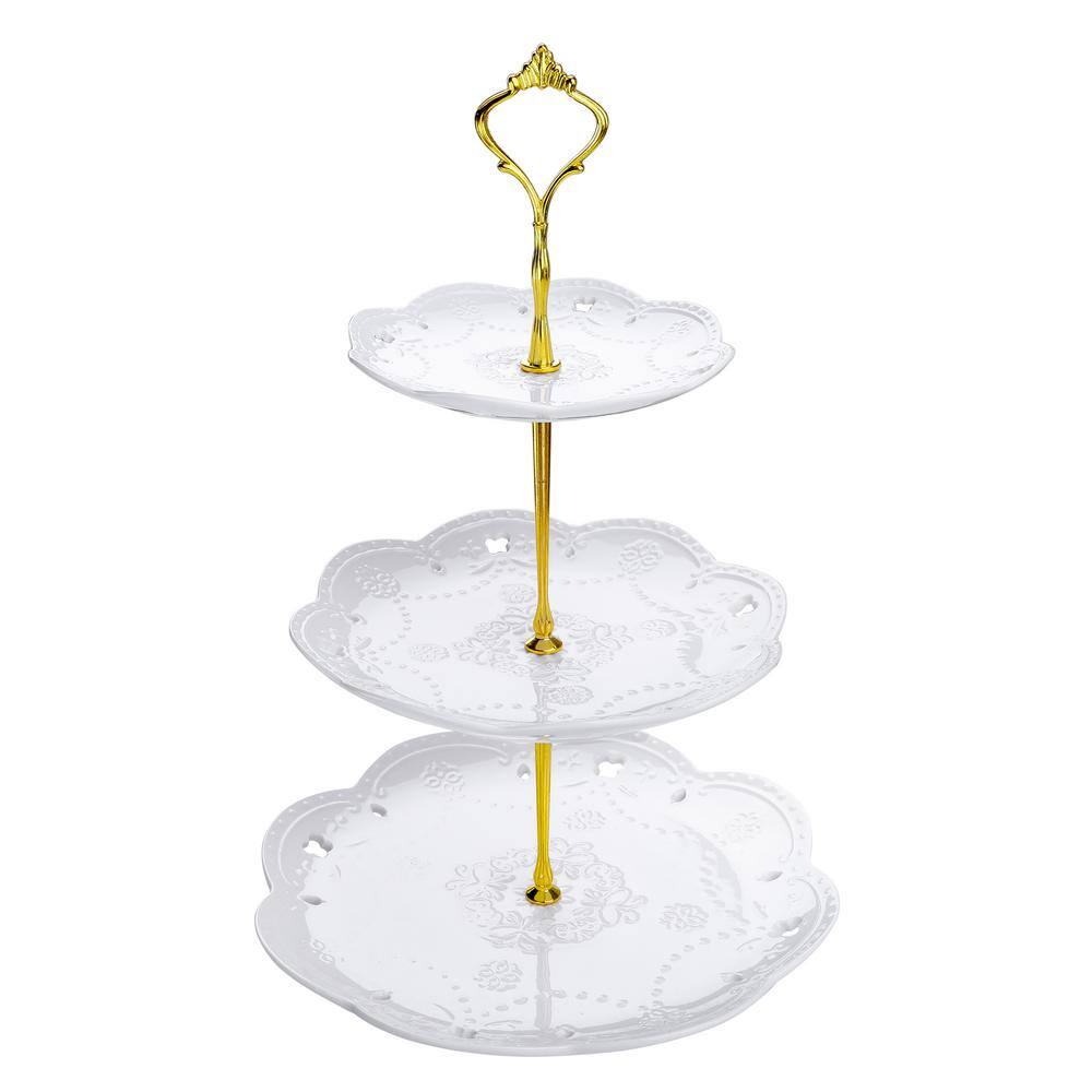 MALACASA 14.5/" Tall 3 Tier Round 6/"/&8/"/&10/" Dessert Cake Tower Stand Holder Pink