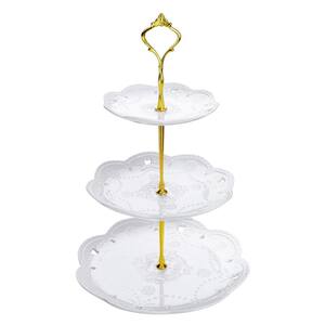 3-Tiered White Cupcake Tower Stand Porcelain Tiered Serving Stand Round Dessert Stand