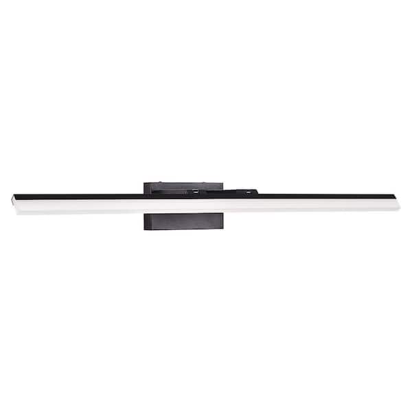43 in. W Modern LED Bathroom Vanity Light-Sleek Black Metal Wall Light for Mirror, Dressing Room or Sink Area