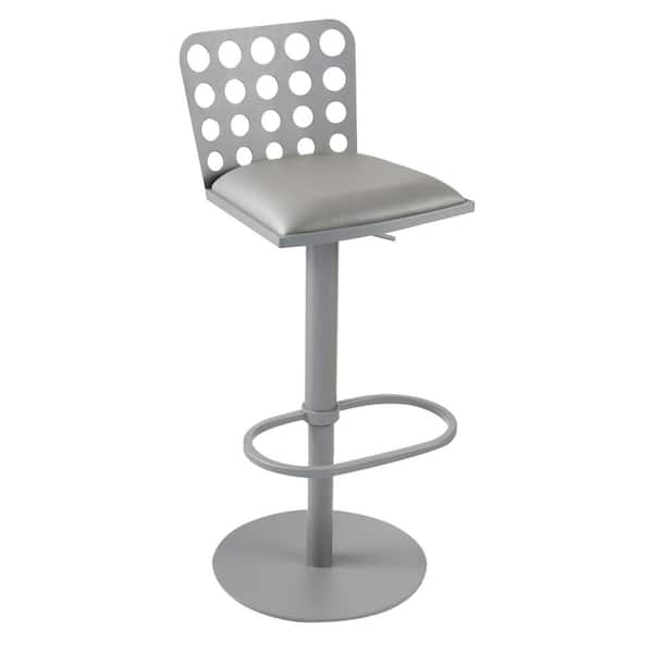 Armen Living Dune 31 in. Gray Faux Leather and Gray Metal Finish Contemporary Bar Stool