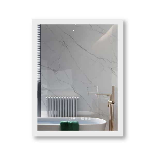 Dimakai 28 in. W x 36 in. H Frameless Rectangular Wall-Mount LED Light Bathroom Vanity Mirror