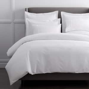 Legends Hewett White Embroidered 600-Thread Count Egyptian Cotton Sateen King Duvet Cover