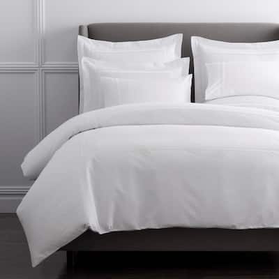 Legends Hewett White Embroidered 600-Thread Count Egyptian Cotton Sateen Oversized King Duvet Cover
