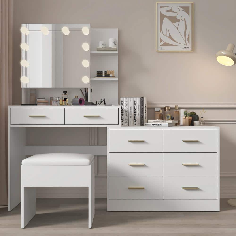 2-Piece White Makeup Vanity Set with Combination Cabinet price history on PriceWatchPro
