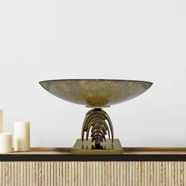 castellousa Gold Decorative Round Aluminum Metal Entryway Bowl