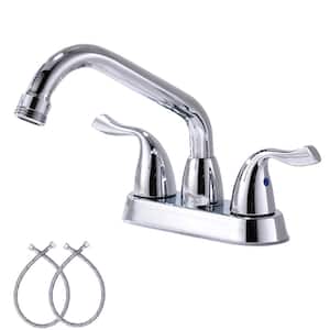 Single-Handle Chrome Centerset 4 n. Utility Sink Laundry Faucet, with Rotatable Swivel Spout and Threaded End