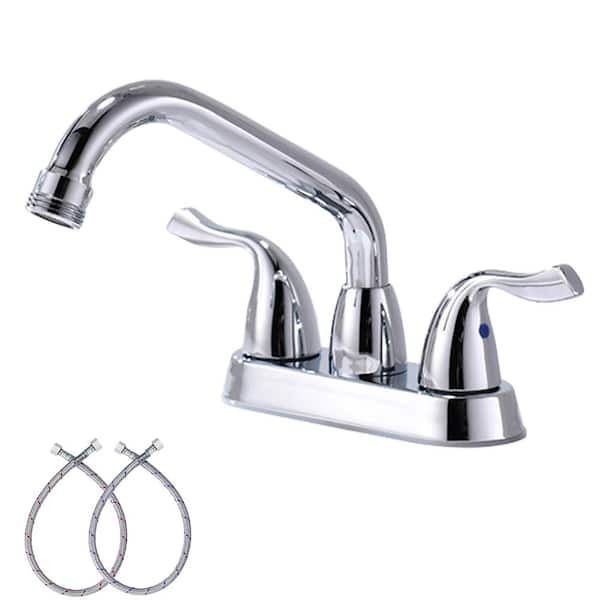 Phiestina Single-Handle Chrome Centerset 4 n. Utility Sink Laundry Faucet, with Rotatable Swivel Spout and Threaded End