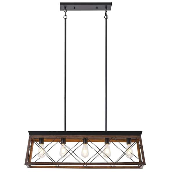 ADSENSTY 5-Light Red Rust Rectangle Farmhouse Chandelier for Kitchen ...