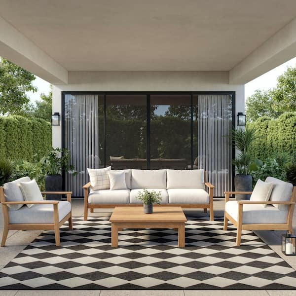 Positano Black 12 ft. x 12 ft. Diamond Contemporary Square Area Rug