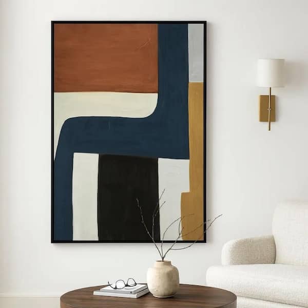 Benjara Sawyer Modernist Design Canvas Framed Abstract Wall Art