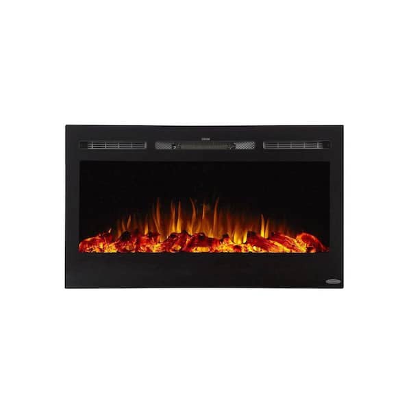 Sideline 36 in. Wall Mount or Recessed Smart Electric Fireplace in Black with LED Flame