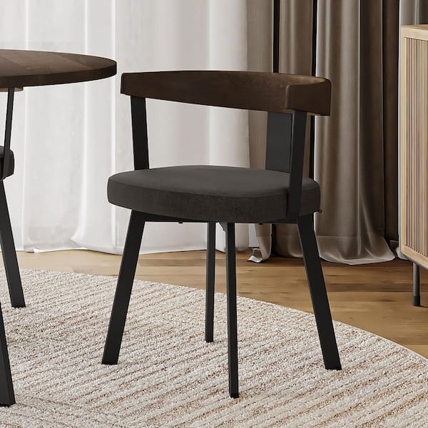 Lars Charcoal Grey Polyester / Black Metal Upholstered Dining Chair