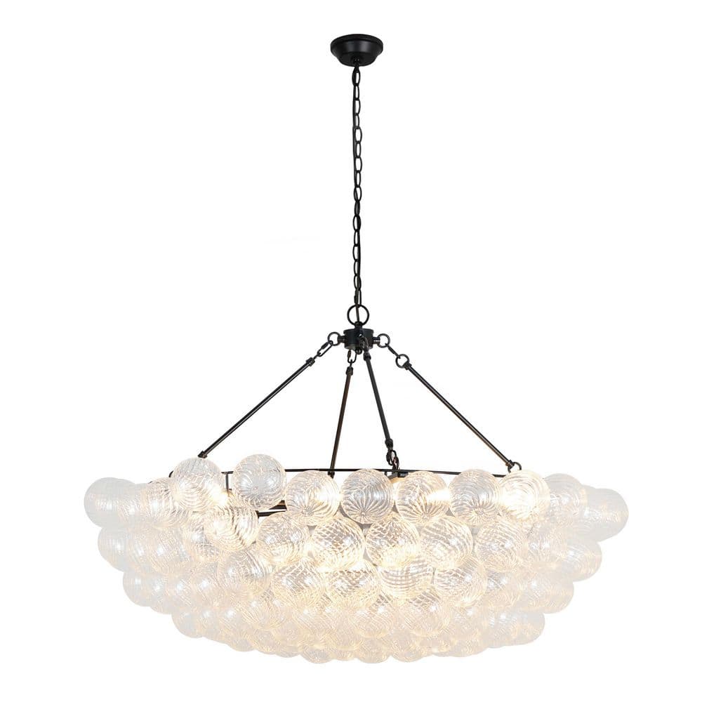 19 light Matte Black Glass Bubble Chandelier Large Chandelier for High Ceilings Living Room with no bulbs included price history on PriceWatchPro