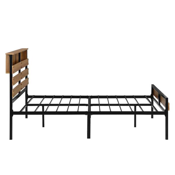 Footboard Metal And Wood Bed, Green Forest Queen Bed Frame Assembly Instructions
