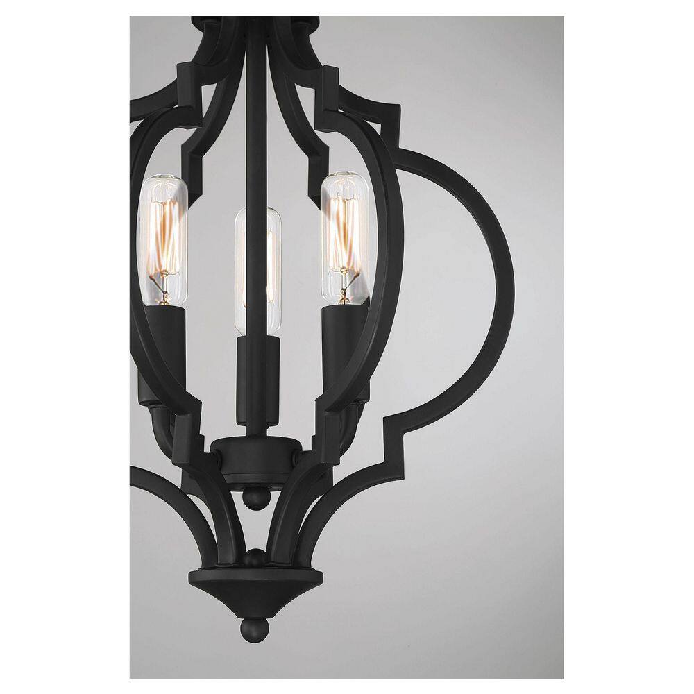 Matte Black Quatrefoil 3-Light Semi-Flush Mount Pendant