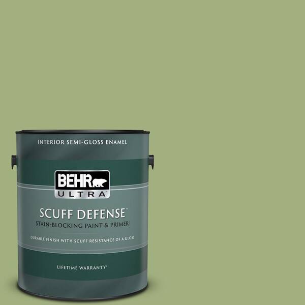 BEHR ULTRA 1 gal. #M360-5 Fresh Guacamole Extra Durable Semi-Gloss Enamel Interior Paint & Primer